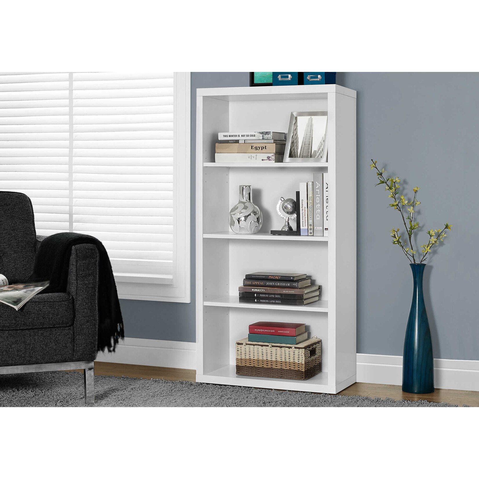 ETAGERE - 48"H / BLANCHE AVEC TABLETTES AJUSTABLE