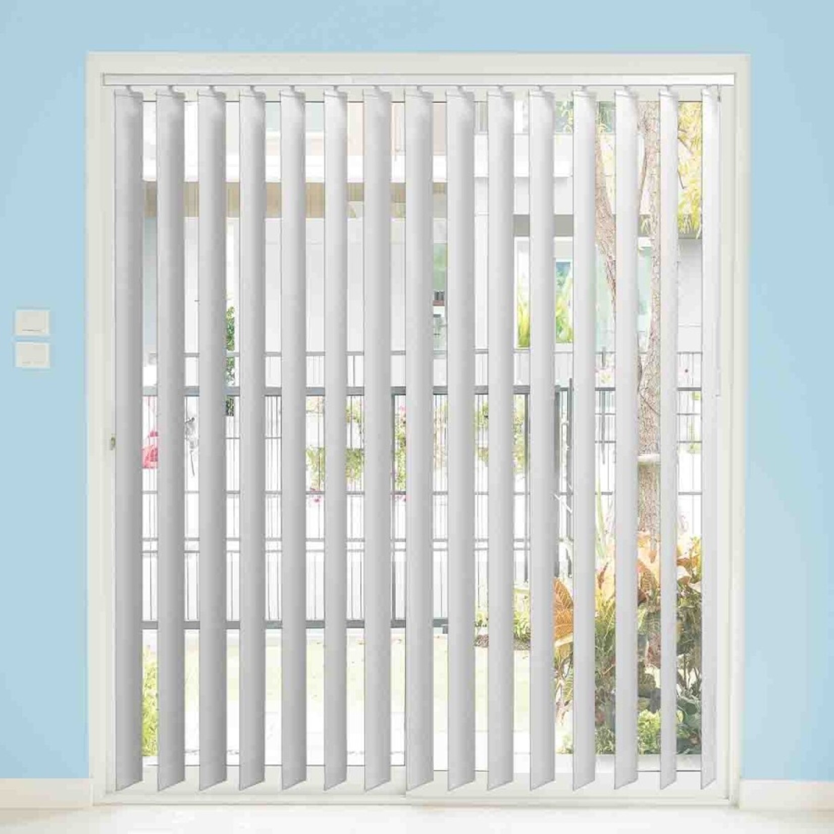 Stores Verticaux Sans Corde, Panneaux en Tissus Blanc, 66"W x 84"H