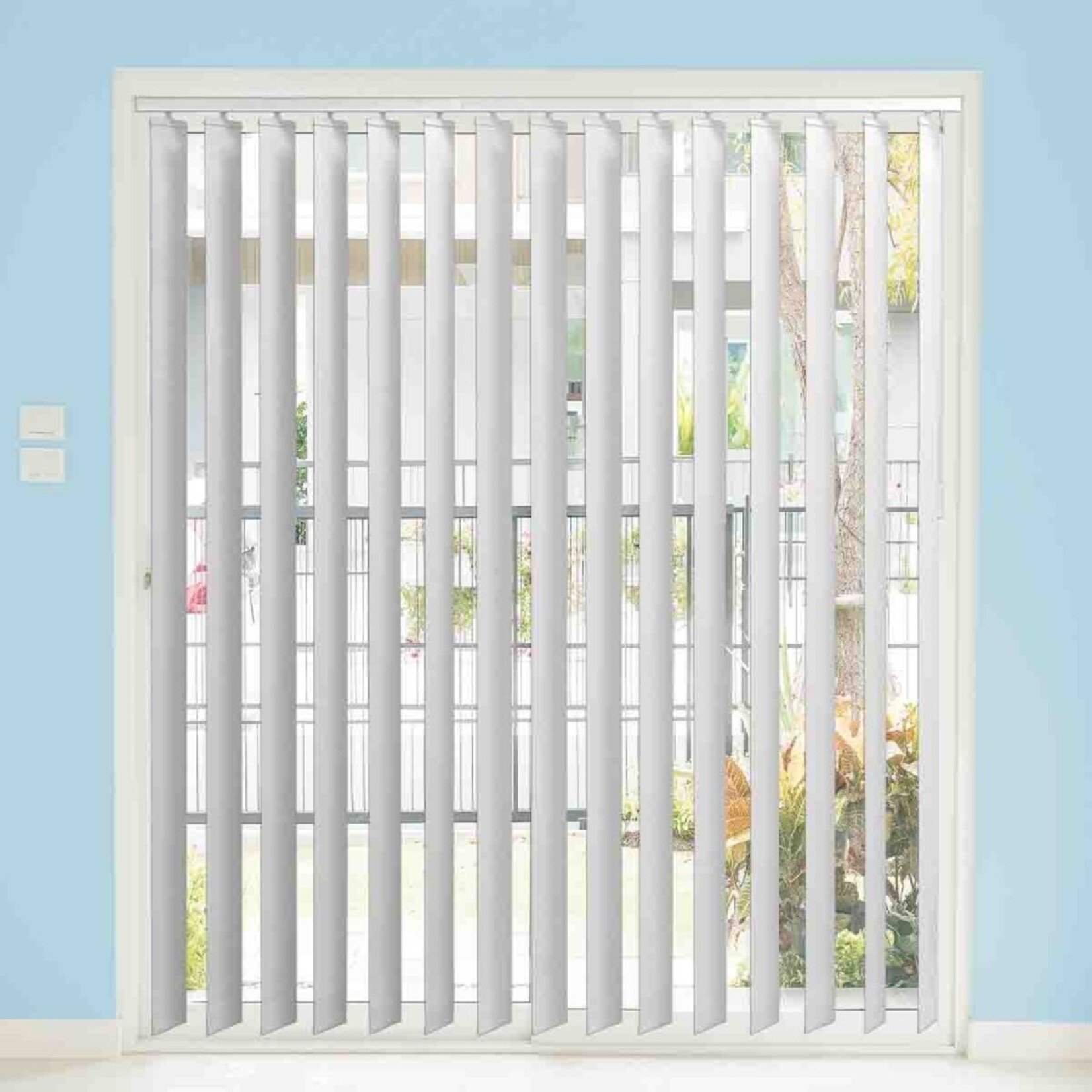 Vertical Cordless Blinds with Fabric Vanes, White 66"W x 84"H
