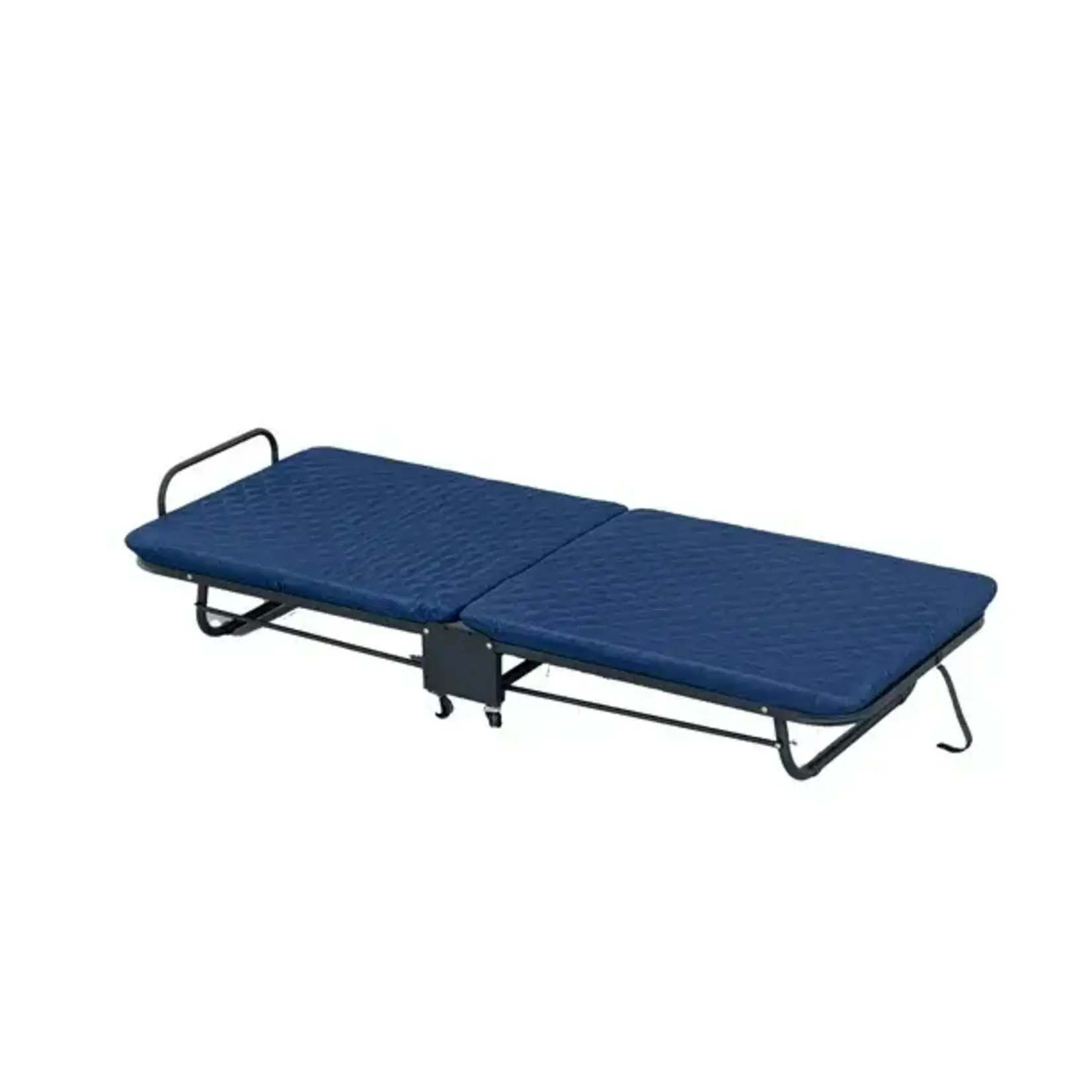 Folding Guest Bed, Adjustable Back & Rollaway, Blue