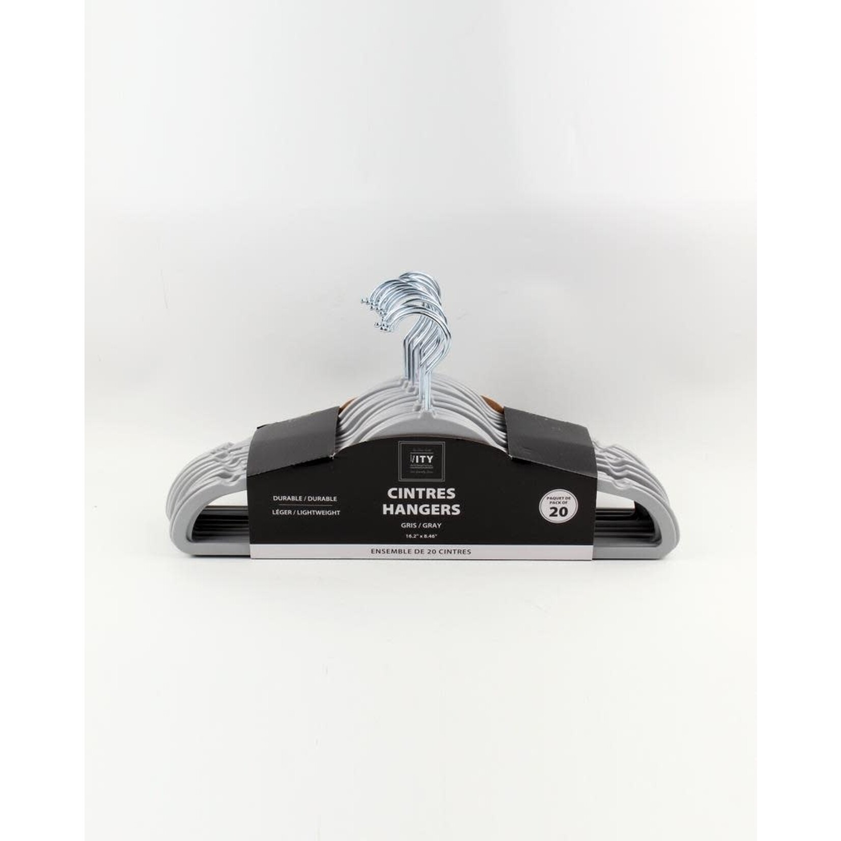 ITY INTERNATIONAL 20PK Plastic Hangers, Grey