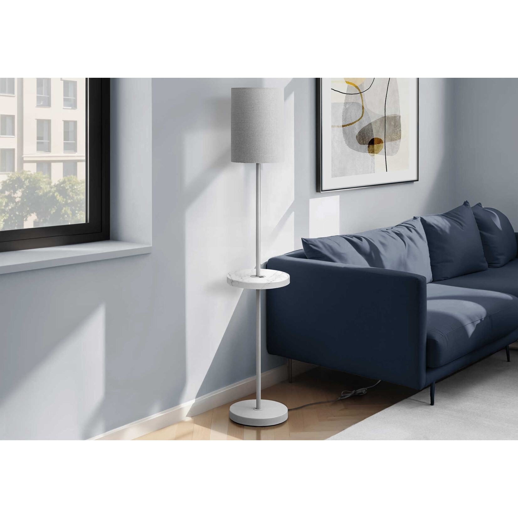 62in Lampe Sur Pied avec Table USB, Gris