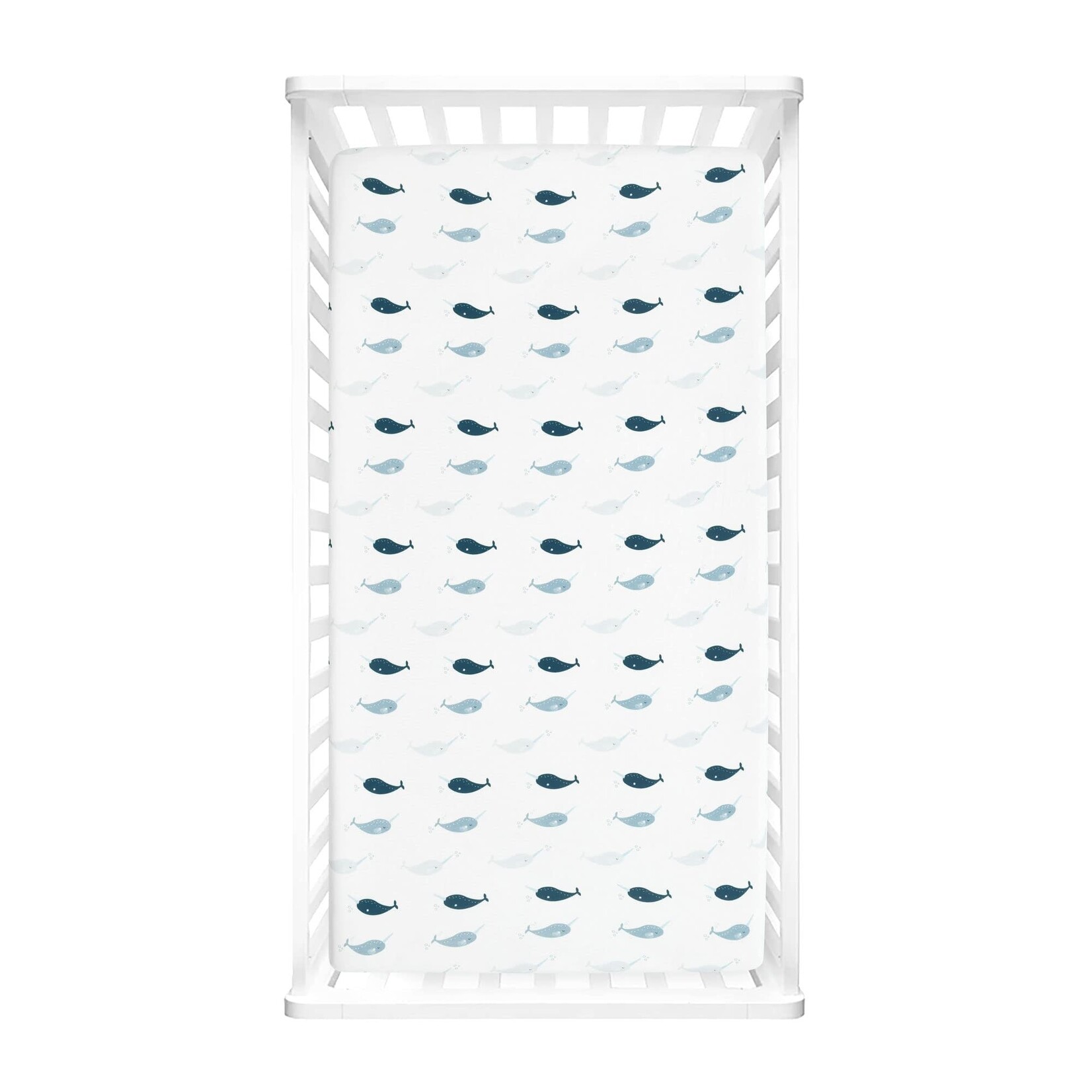 Hello Spud Fitted Cotton Crib Sheet,  Narwhal