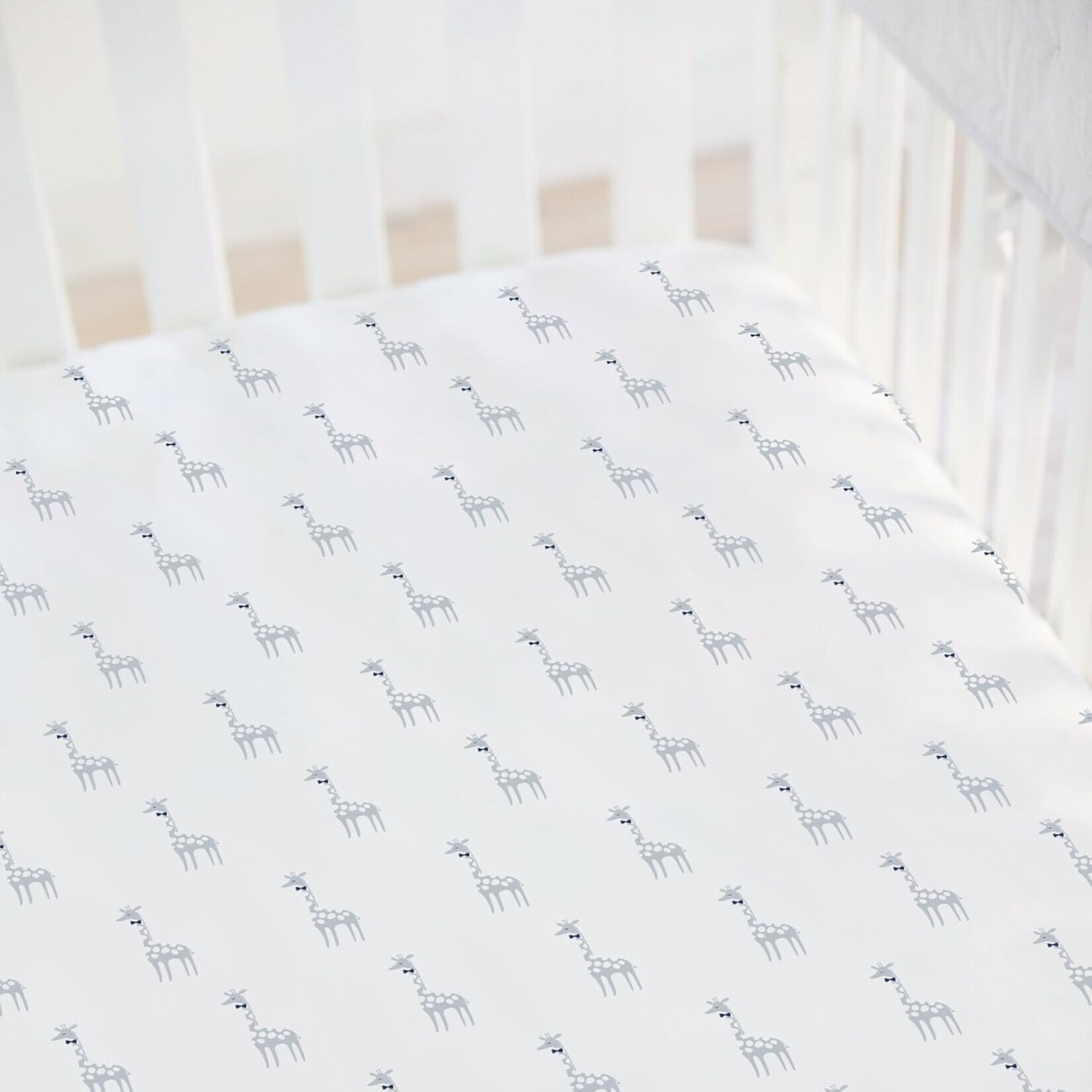 Hello Spud Fitted Cotton Crib Sheet,  Giraffe
