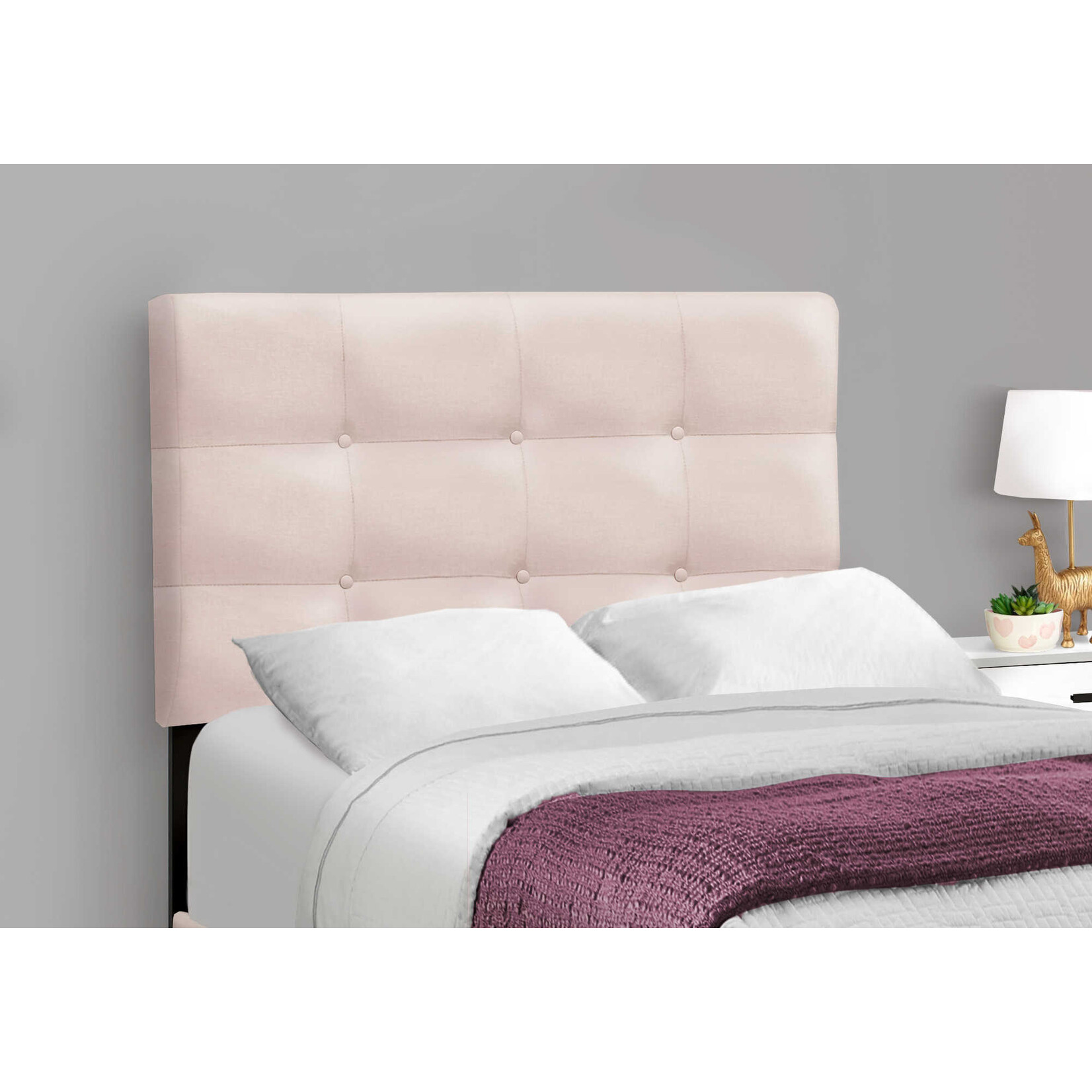 Pink Velvet Upholstered Bed Frame, Twin