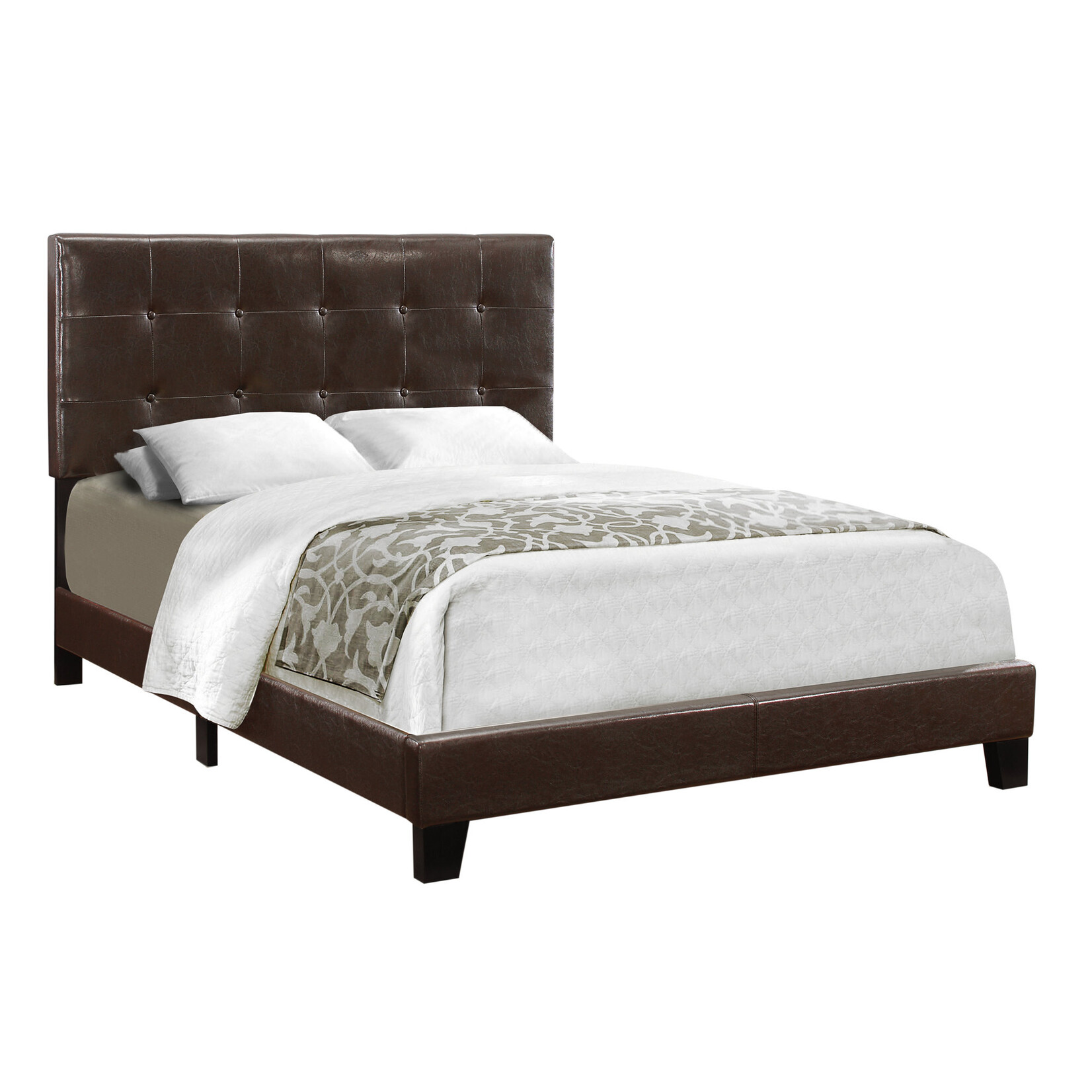 LIT FAUX CUIR BRUN FONCE