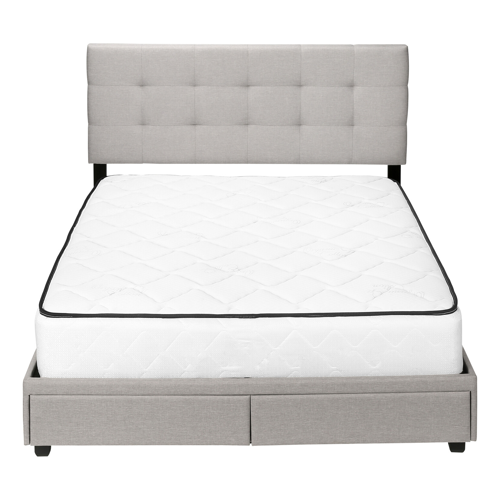 LIT - QUEEN / AVEC 2 TIROIRS RANGEMENT TISSUS GRIS