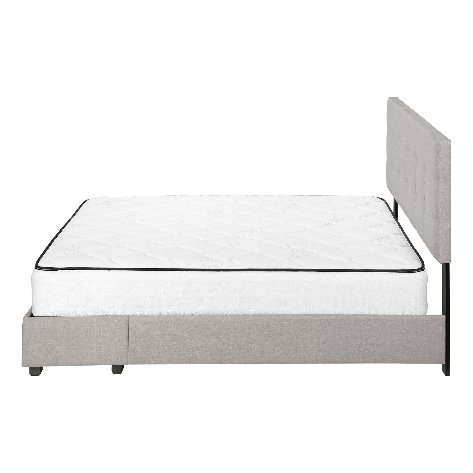 LIT - QUEEN / AVEC 2 TIROIRS RANGEMENT TISSUS GRIS