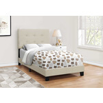 Beige Linen Upholstered Bed Frame, Twin