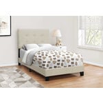 Linen Upholstered Bed Frame, Beige, Twin