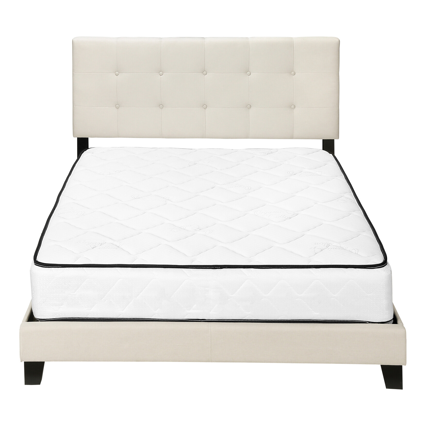 Cadre de lit en Lin Rembourré, Beige, Grand