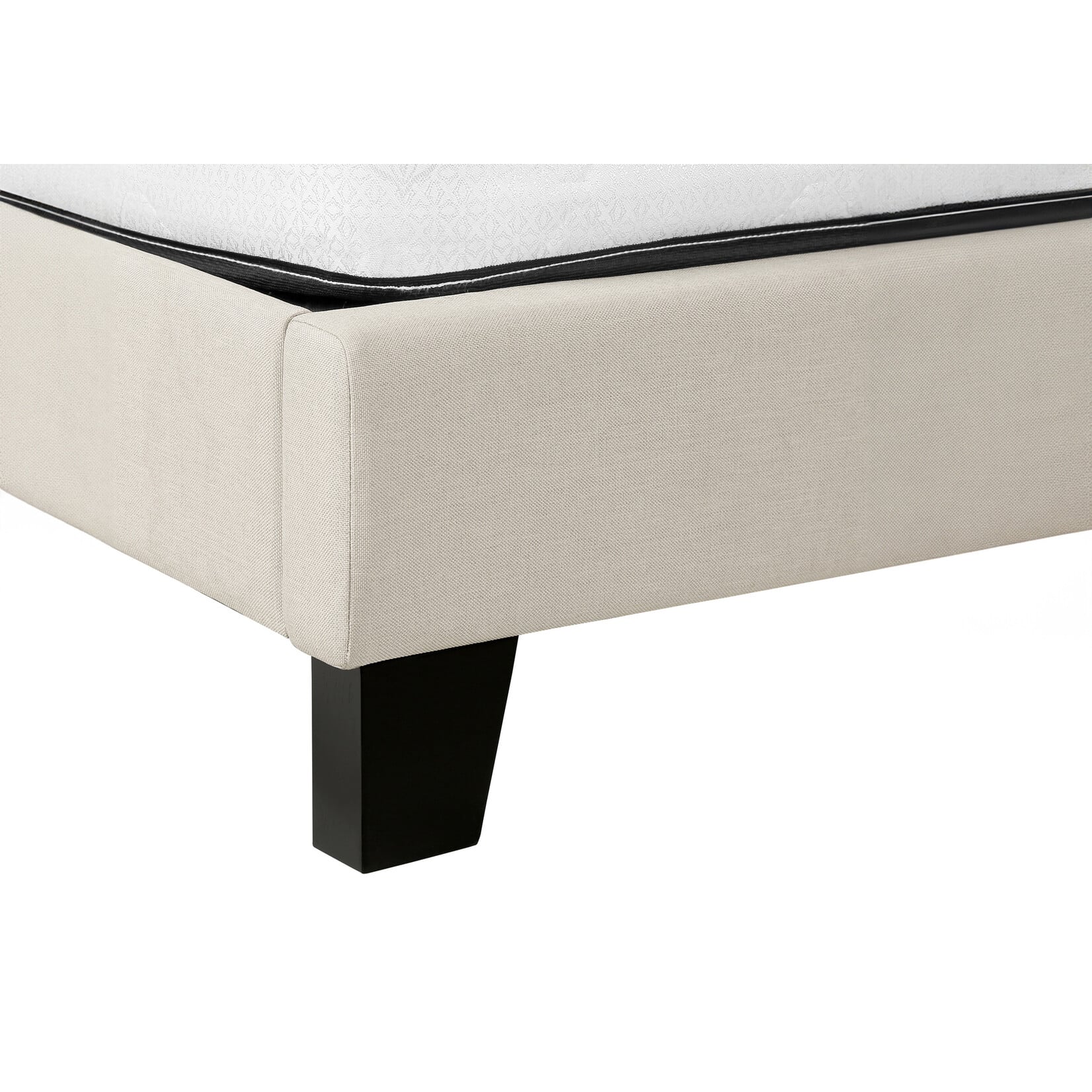 Linen Upholstered Bed Frame, Beige, Queen