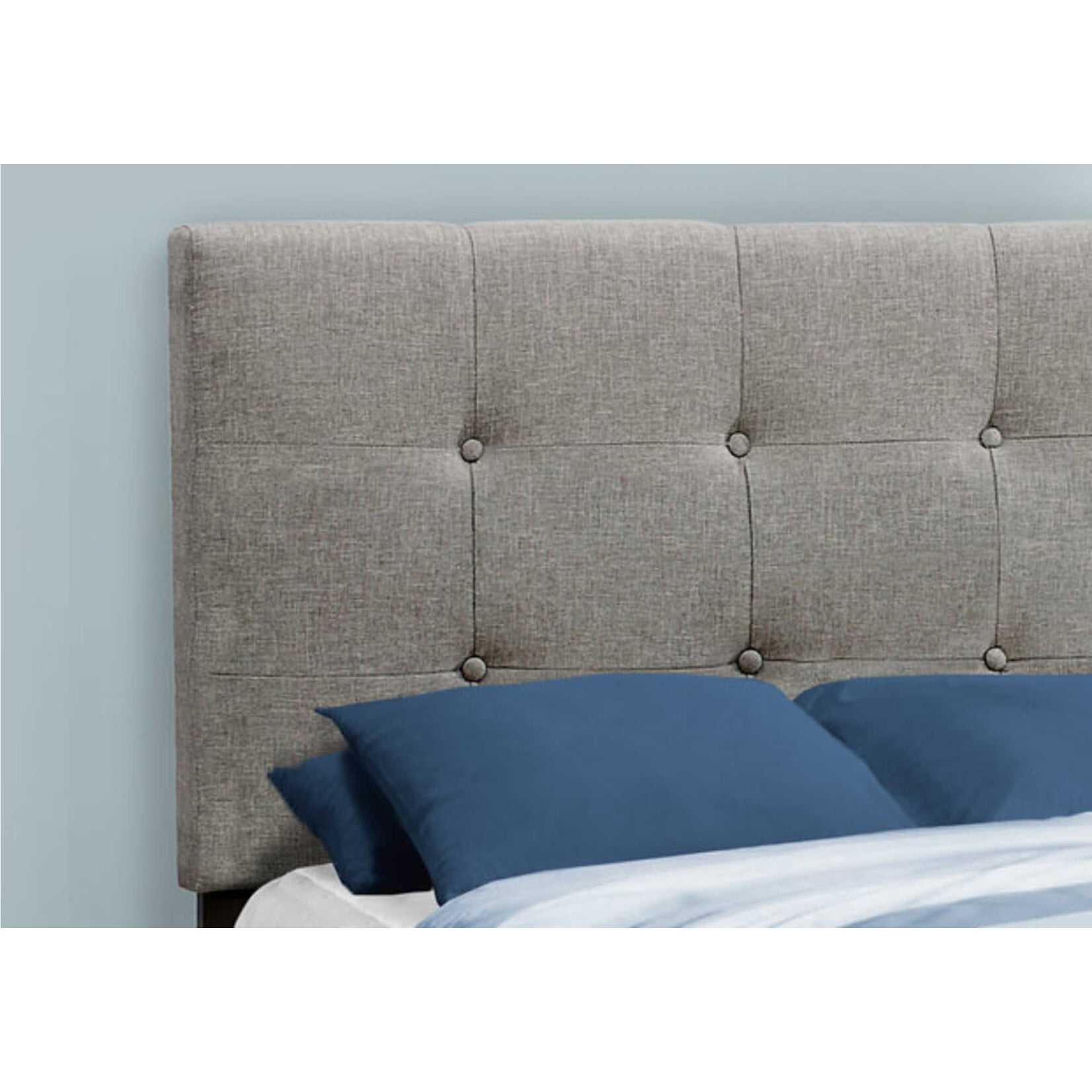 Linen Upholstered Bed Frame, Gray, Full