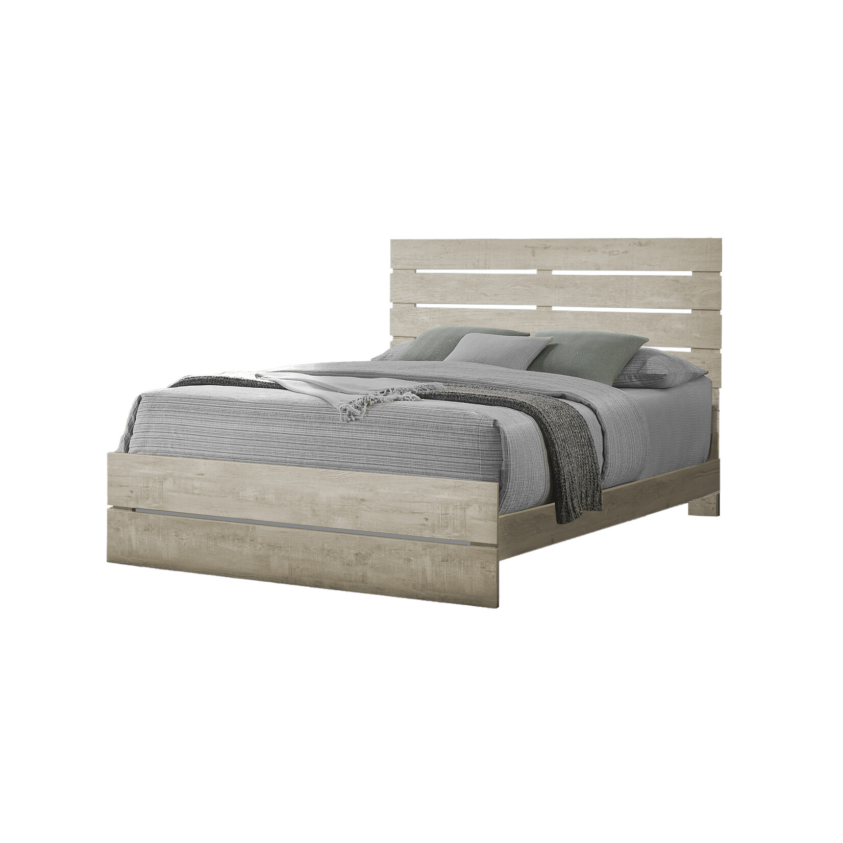 QUEEN SIZE BED - BLEACHED OAK FINISH