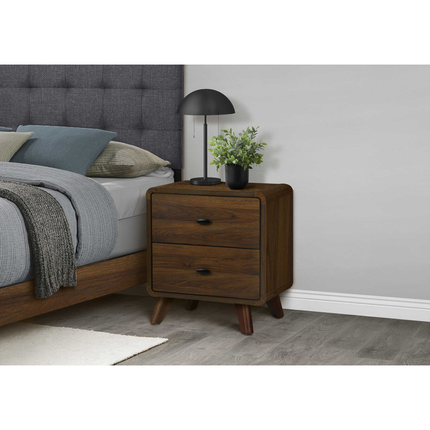 TABLE DE NUIT 2 TIROIRS / FINITION NOYER