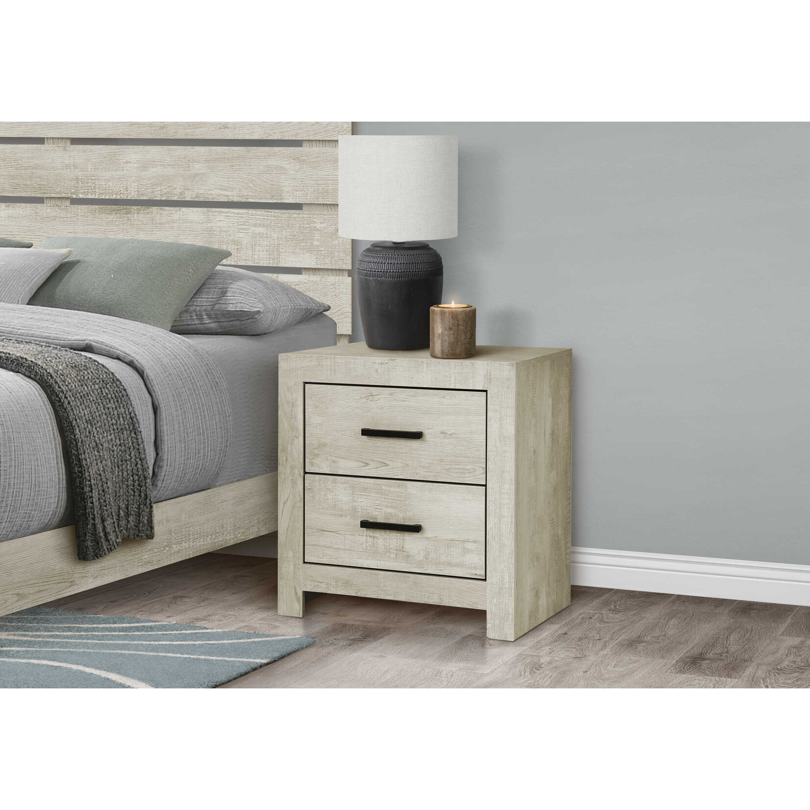 TABLE DE CHEVET 2 TIROIRS / FINITION CHENE BLANCHI