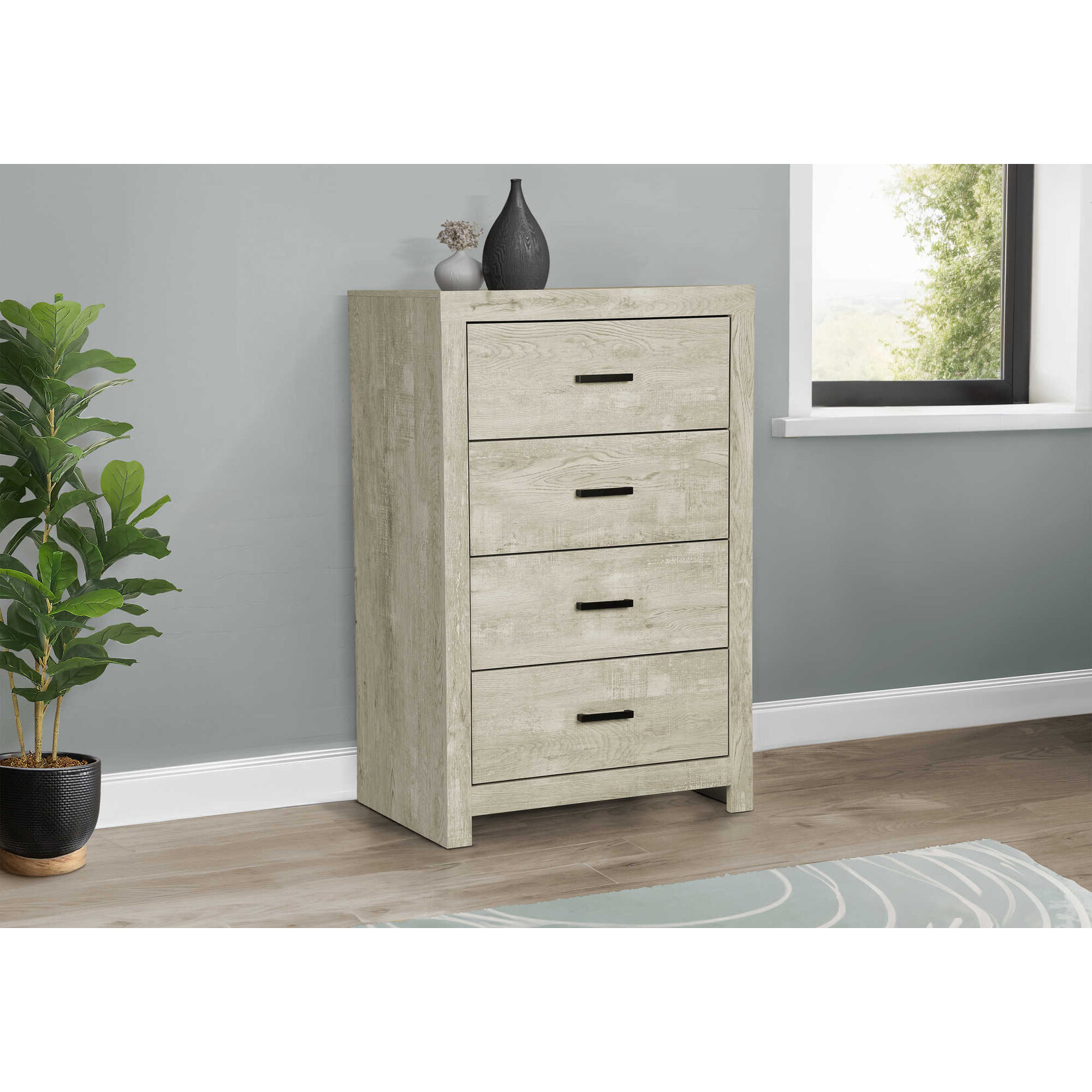 4 DRAWER CHEST - BLEACHED OAK FINISH