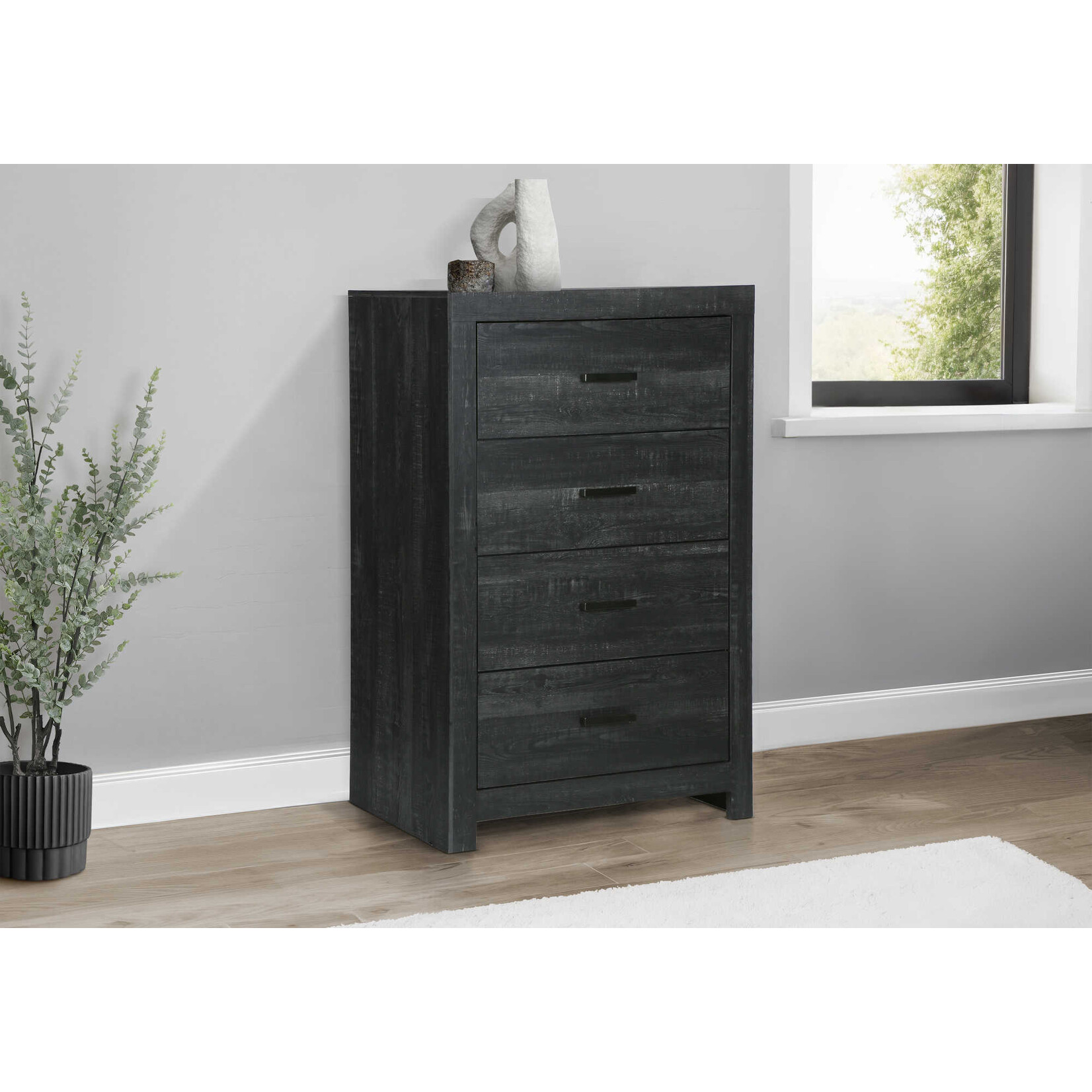 4 DRAWER CHEST - GRAPHITE GREY WOOD FINISH