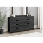 6 DRAWER DRESSER - GRAPHITE GREY WOOD FINISH