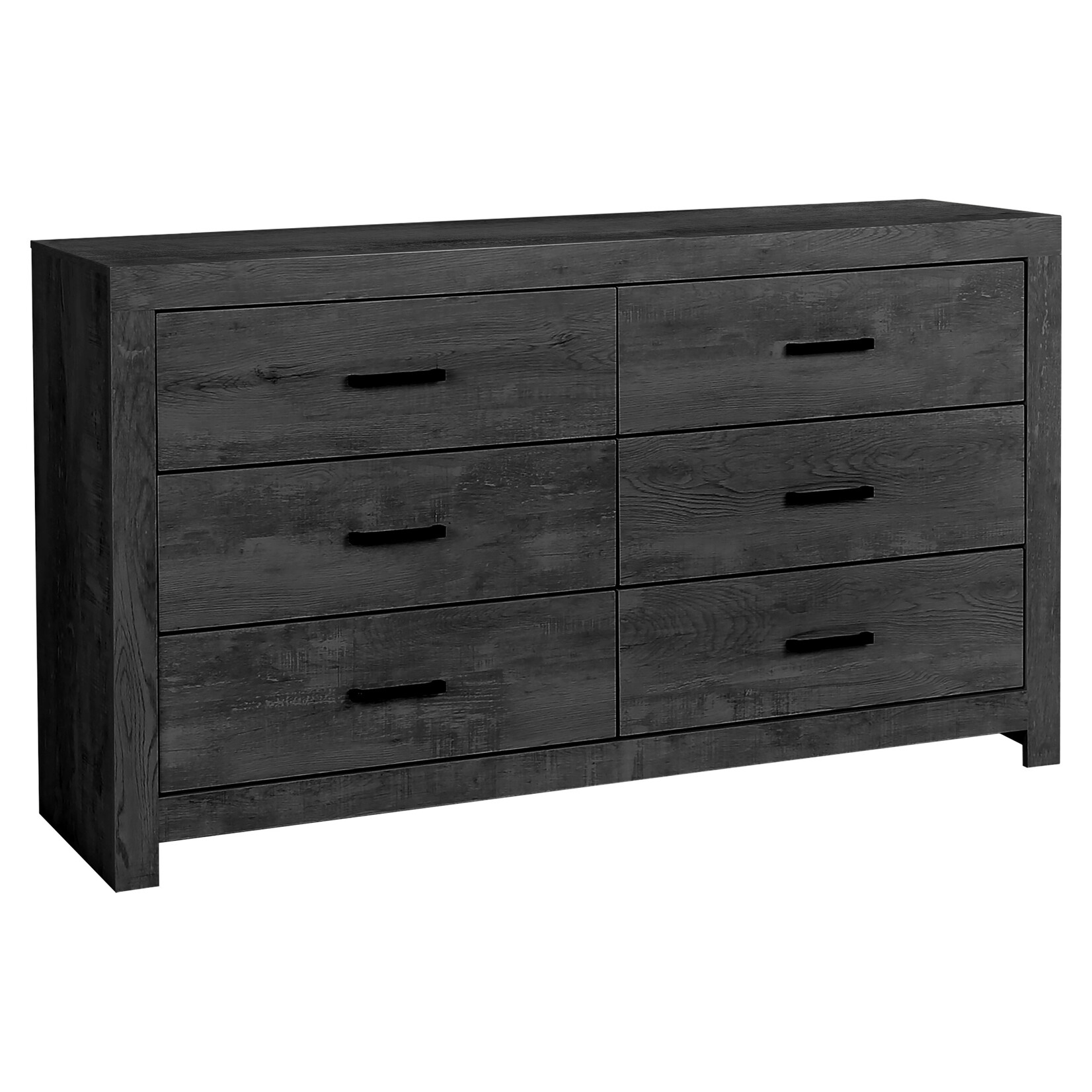 6 DRAWER DRESSER - GRAPHITE GREY WOOD FINISH