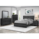 QUEEN SIZE BED - GRAPHITE GREY WOOD FINISH