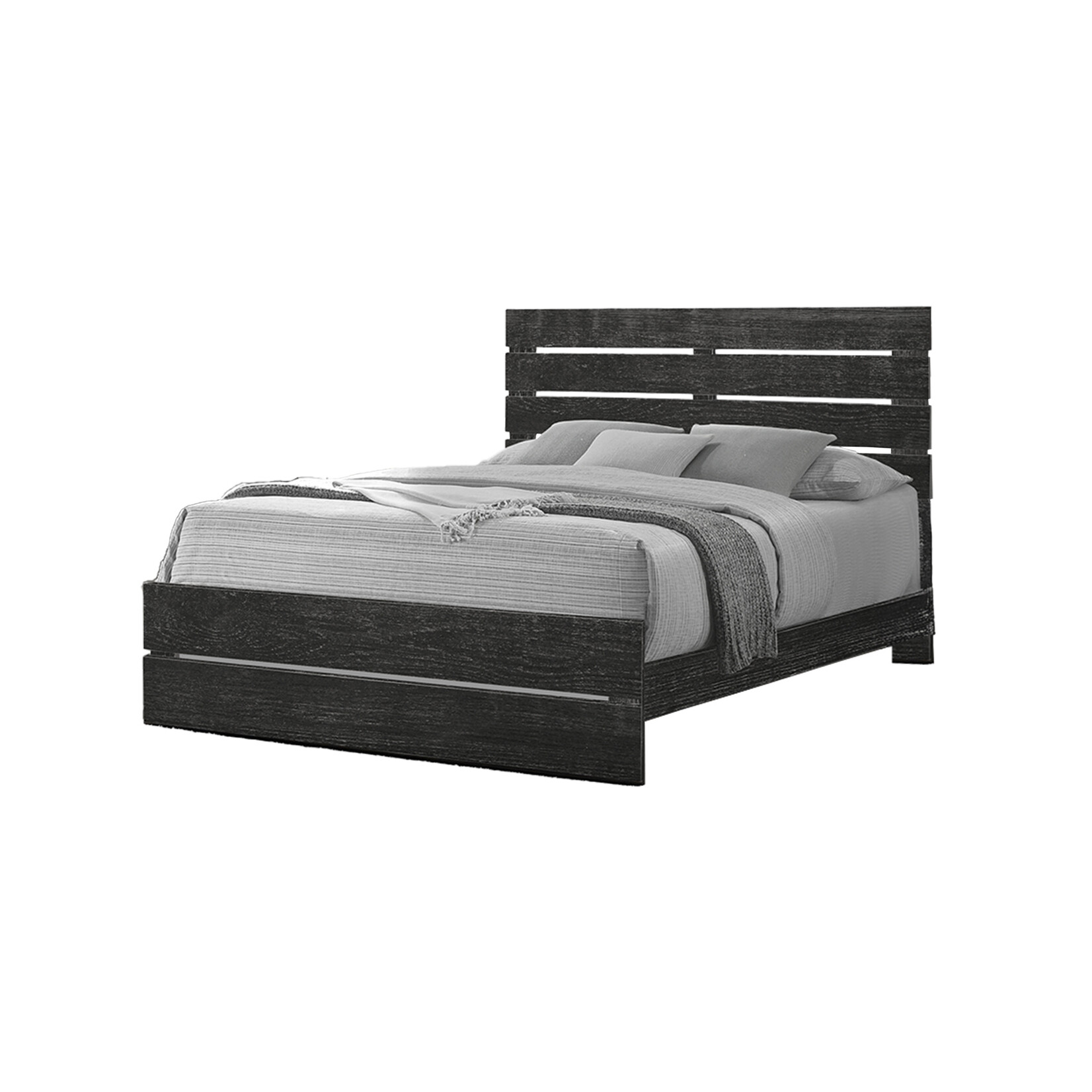 QUEEN SIZE BED - GRAPHITE GREY WOOD FINISH
