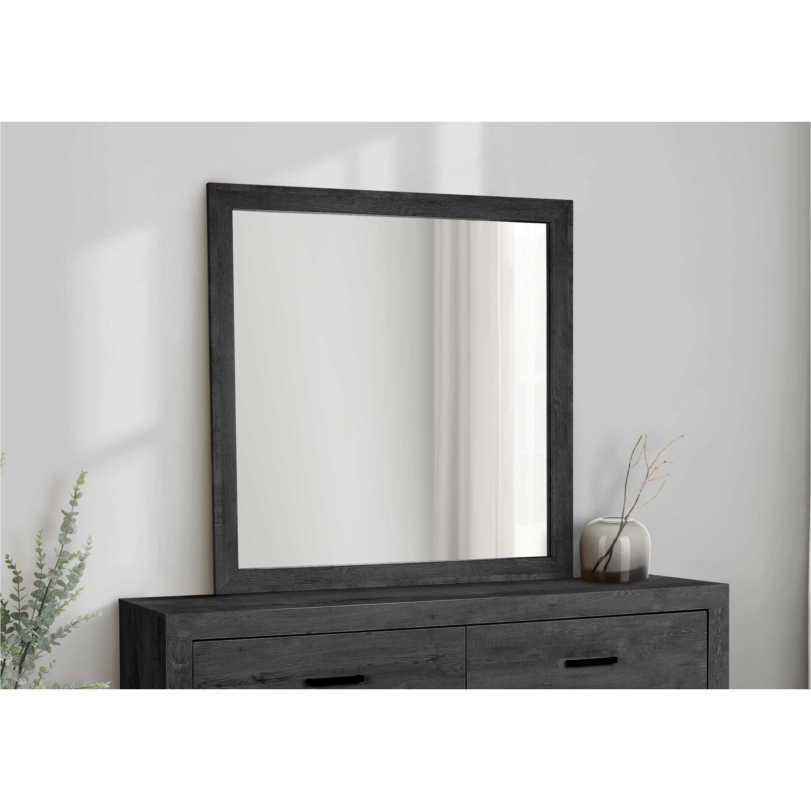 WALL MIRROR - GRAPHITE GREY WOOD FINISH