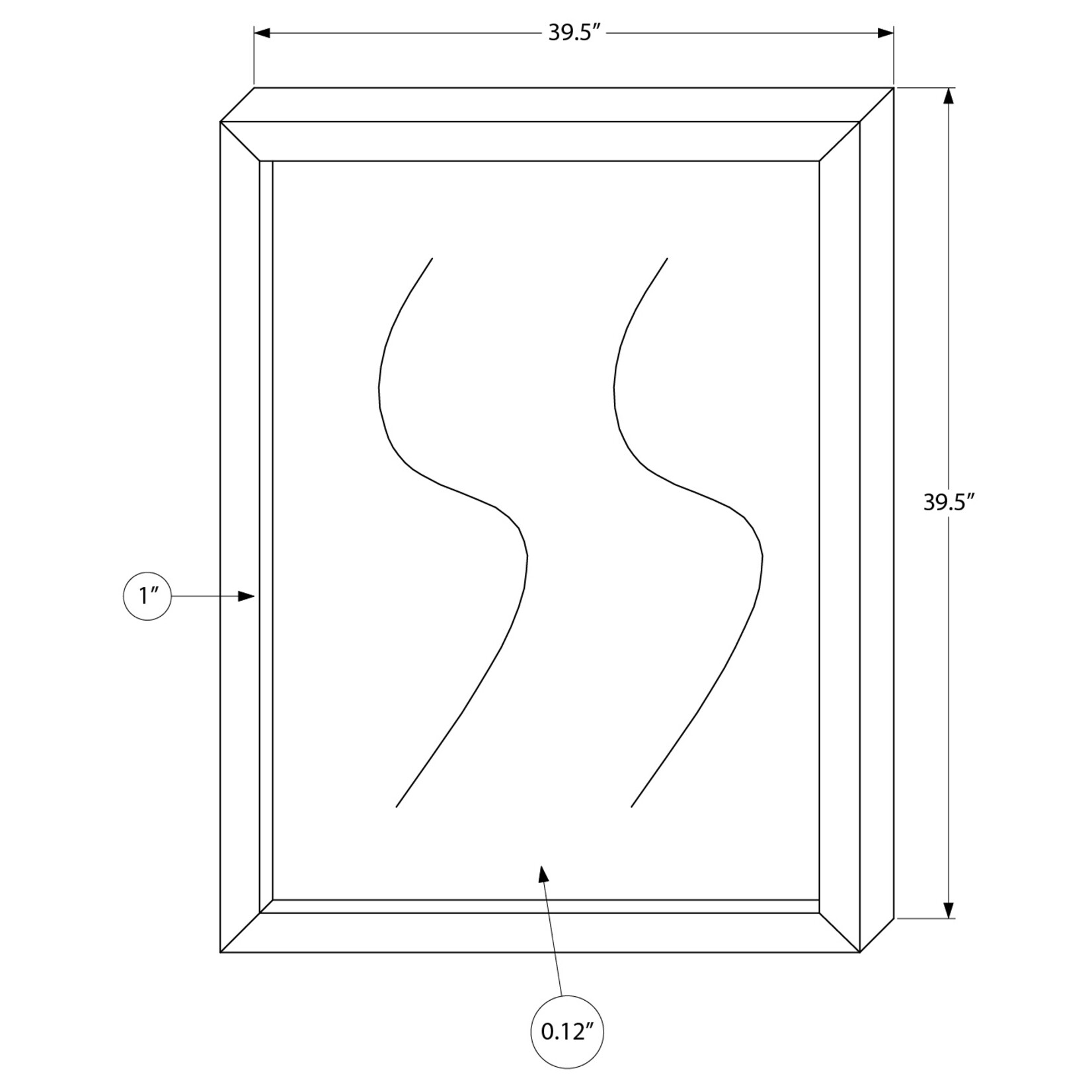 WALL MIRROR - GRAPHITE GREY WOOD FINISH