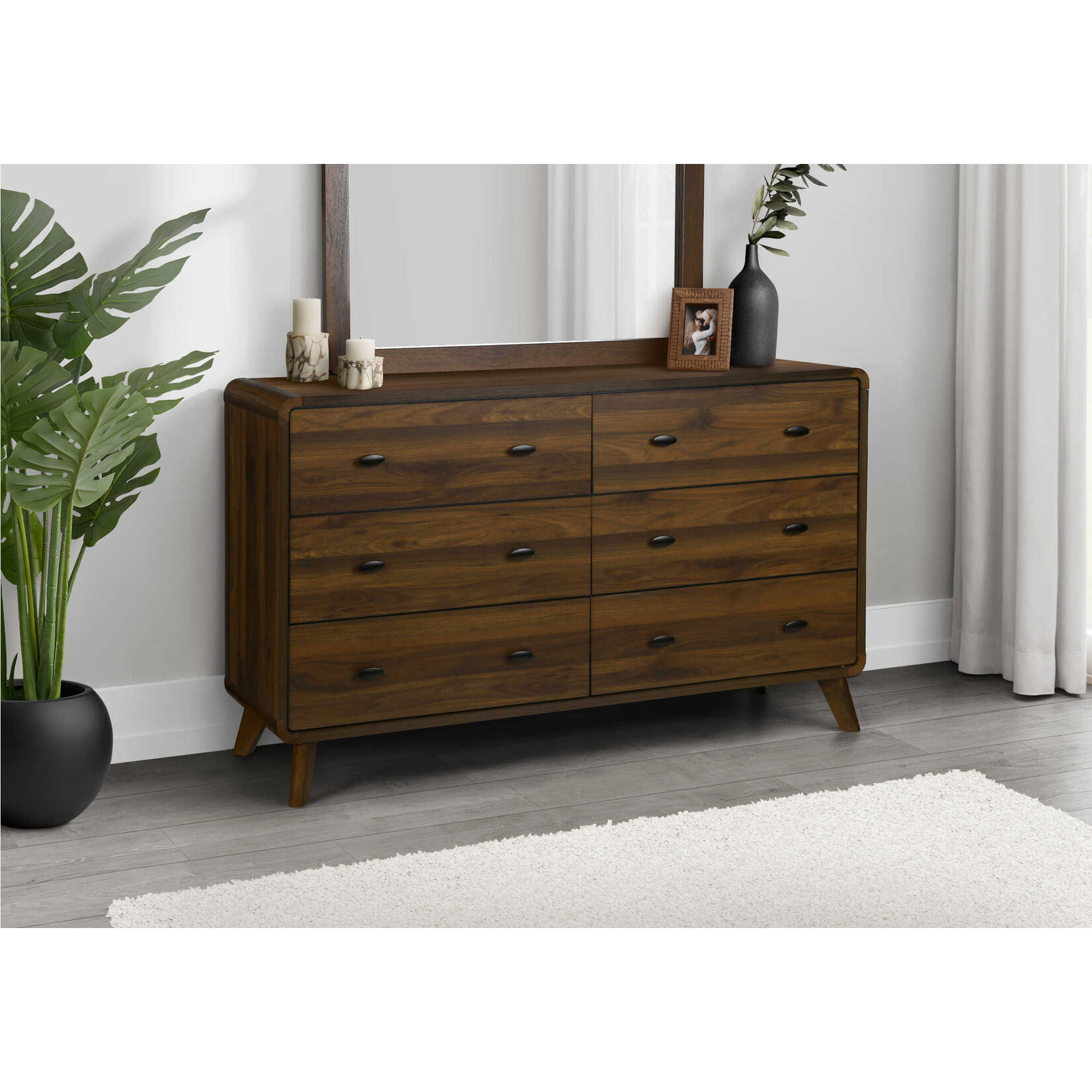 6 DRAWER DRESSER - WALNUT FINISH