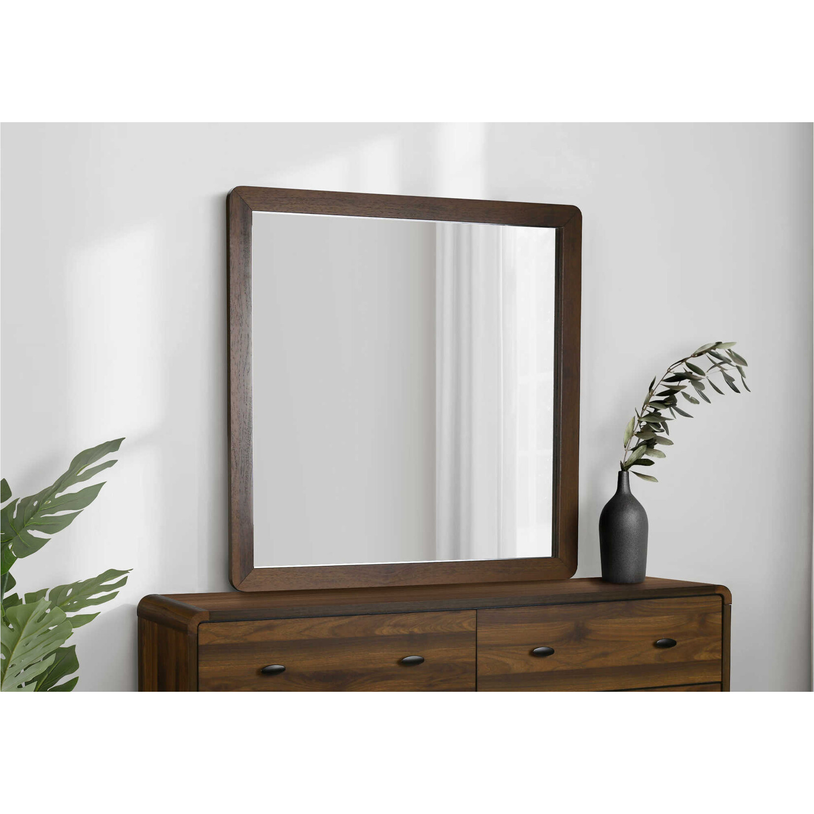 WALL MIRROR - WALNUT FINISH