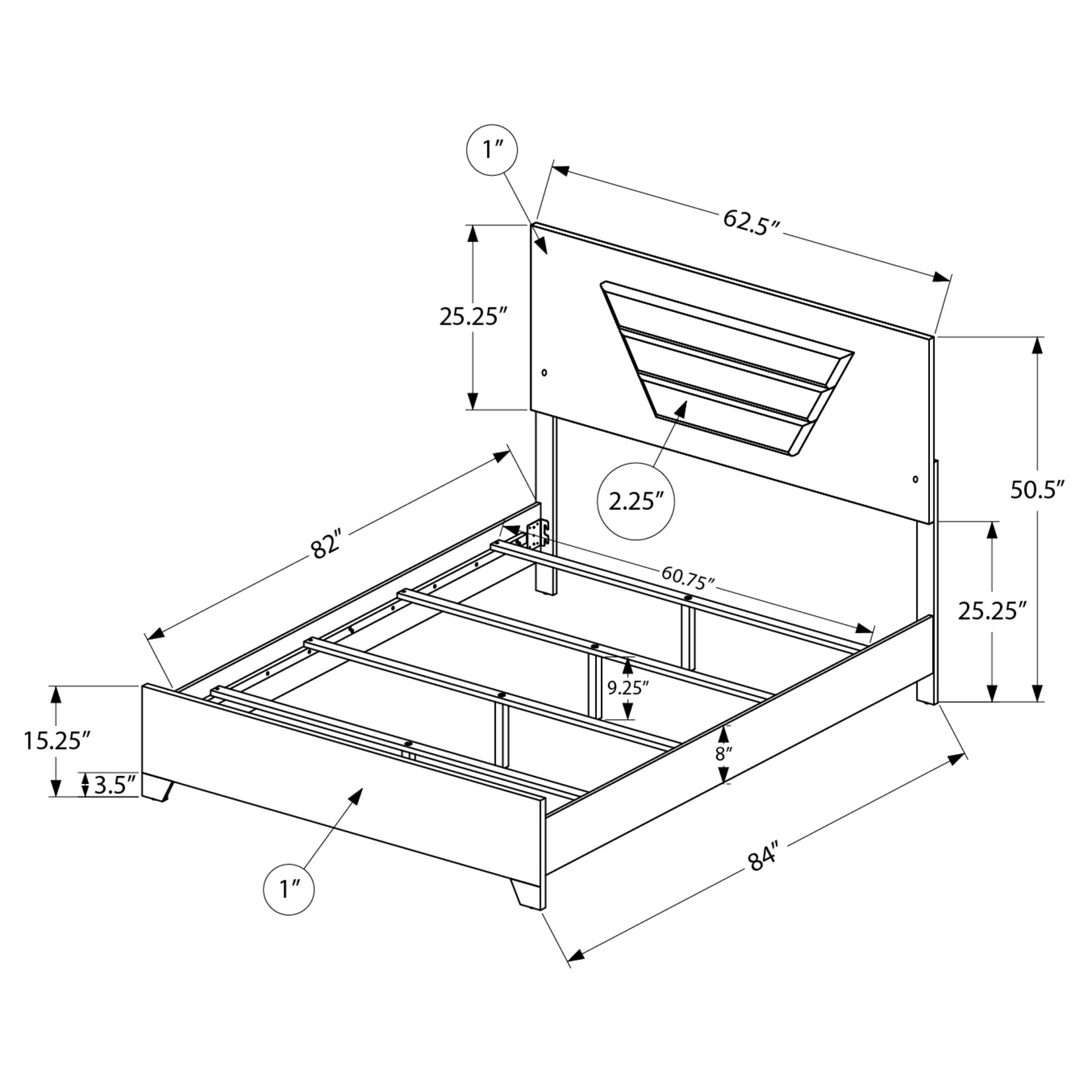 QUEEN SIZE BED WITH LED LIGHT GREY PU - WHITE FINISH