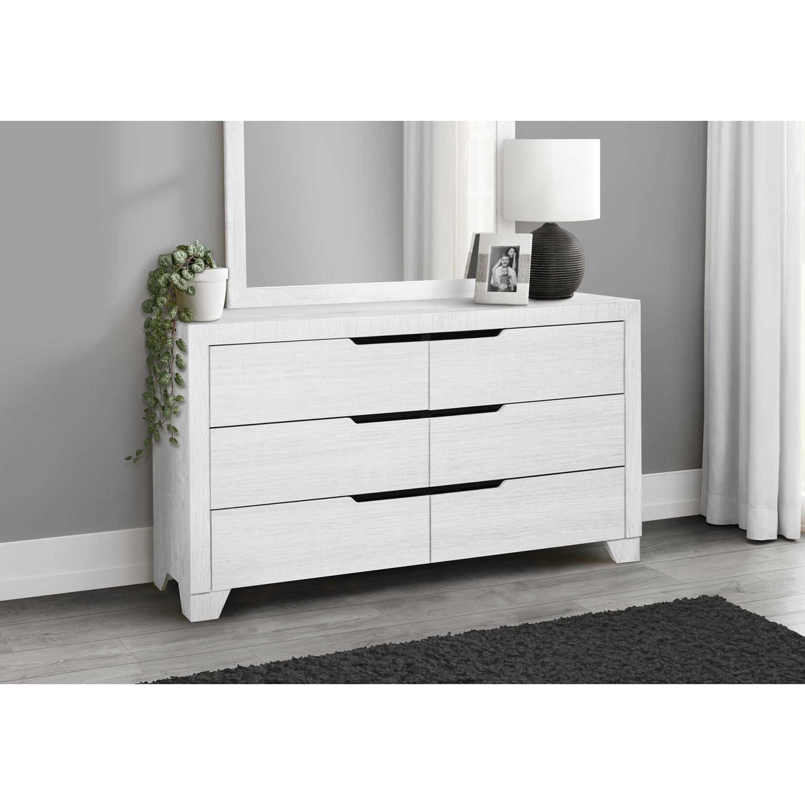 6 DRAWER DRESSER - WHITE FINISH