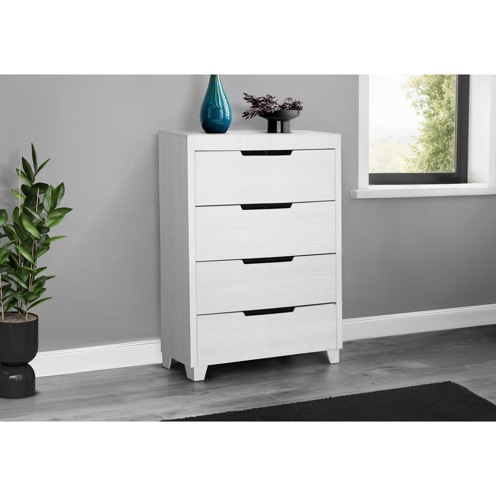 4 DRAWER CHEST COMMODE - WHITE FINISH