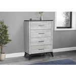 4 DRAWER CHEST - GREY RECLAIMED - GRAPHITE WOOD TOP