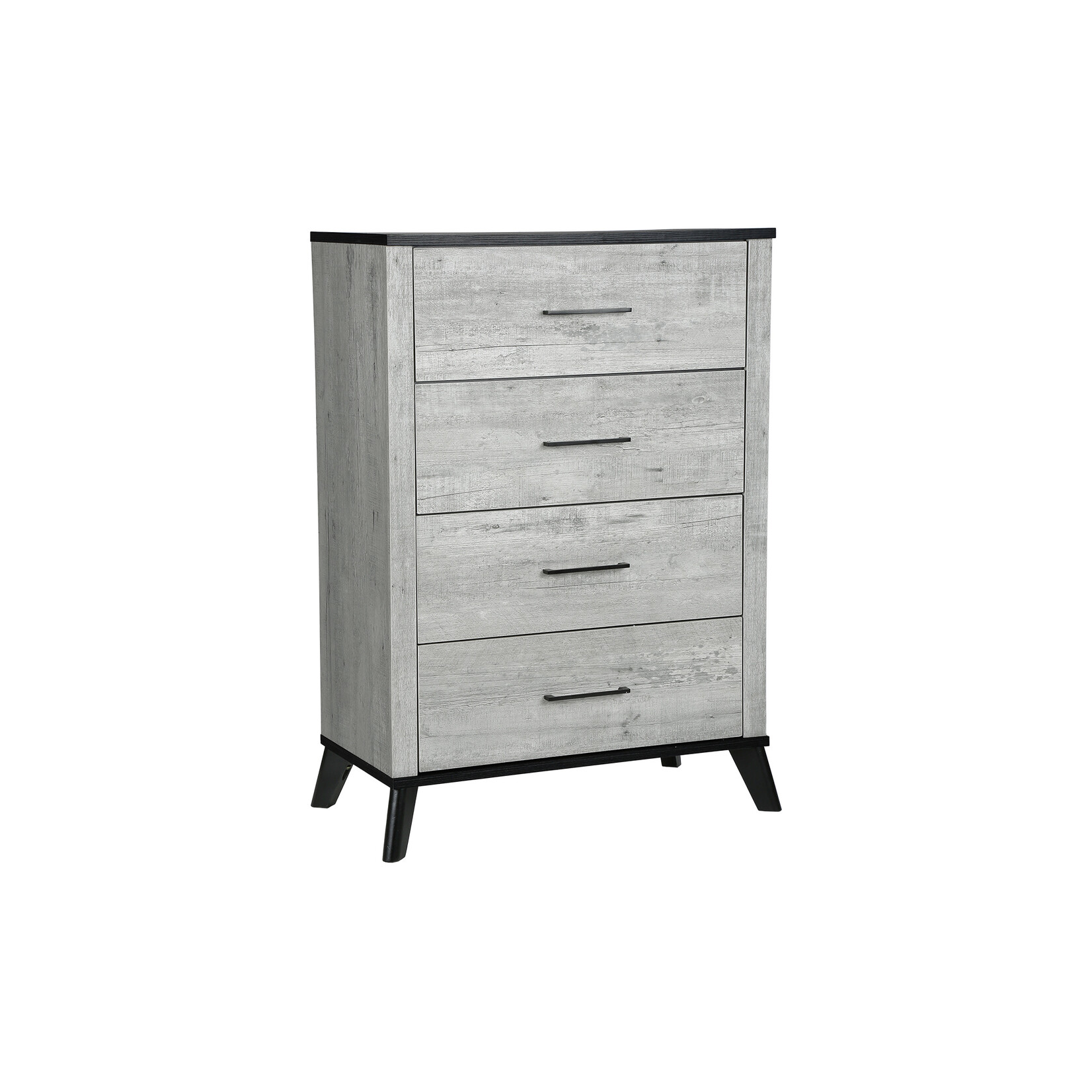 4 DRAWER CHEST - GREY RECLAIMED - GRAPHITE WOOD TOP