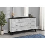6 DRAWER DRESSER - GREY RECLAIMED - GRAPHITE WOOD TOP