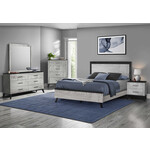 QUEEN SIZE BED - GREY RECLAIMED WITH GRAPHITE WOOD TOP
