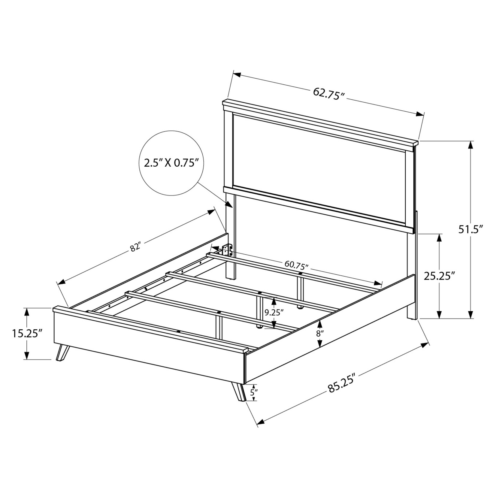 QUEEN SIZE BED - GREY RECLAIMED WITH GRAPHITE WOOD TOP