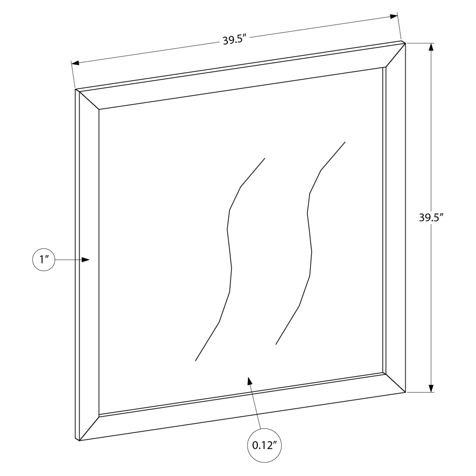 MIROIR MURAL / FAUX BOIS GRIS / DESSUS EN BOIS GRAPHITE