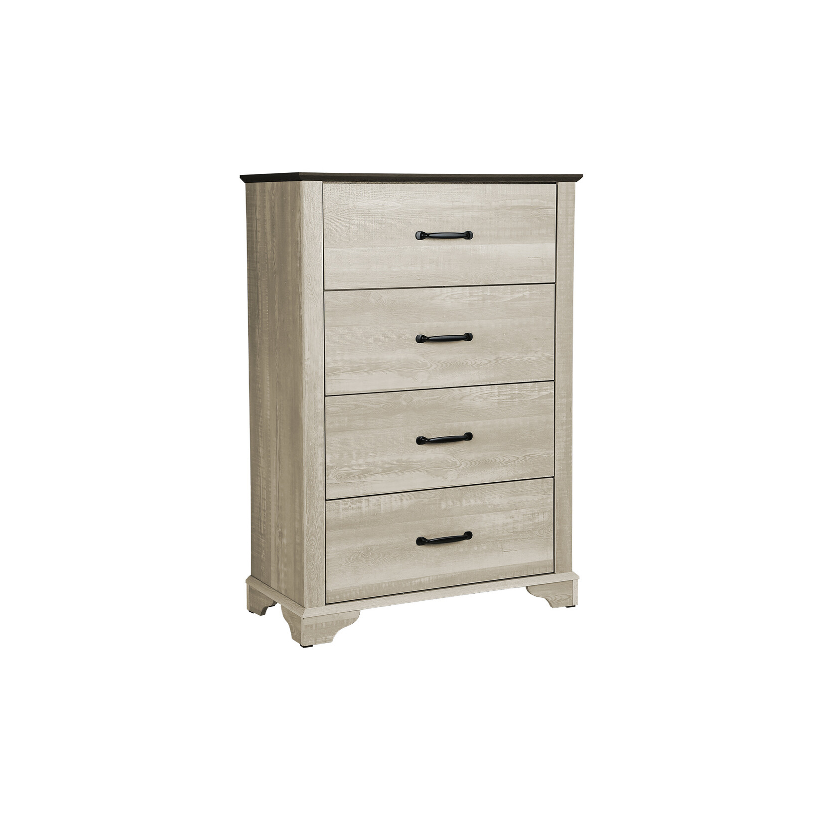 4 DRAWER CHEST - BLEACHED OAK FINISH - RUSTIC OAK TOP