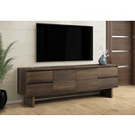MEUBLE TV - 72"L / BRUN SIMILI-BOIS AVEC D'ENTREPOSAGE