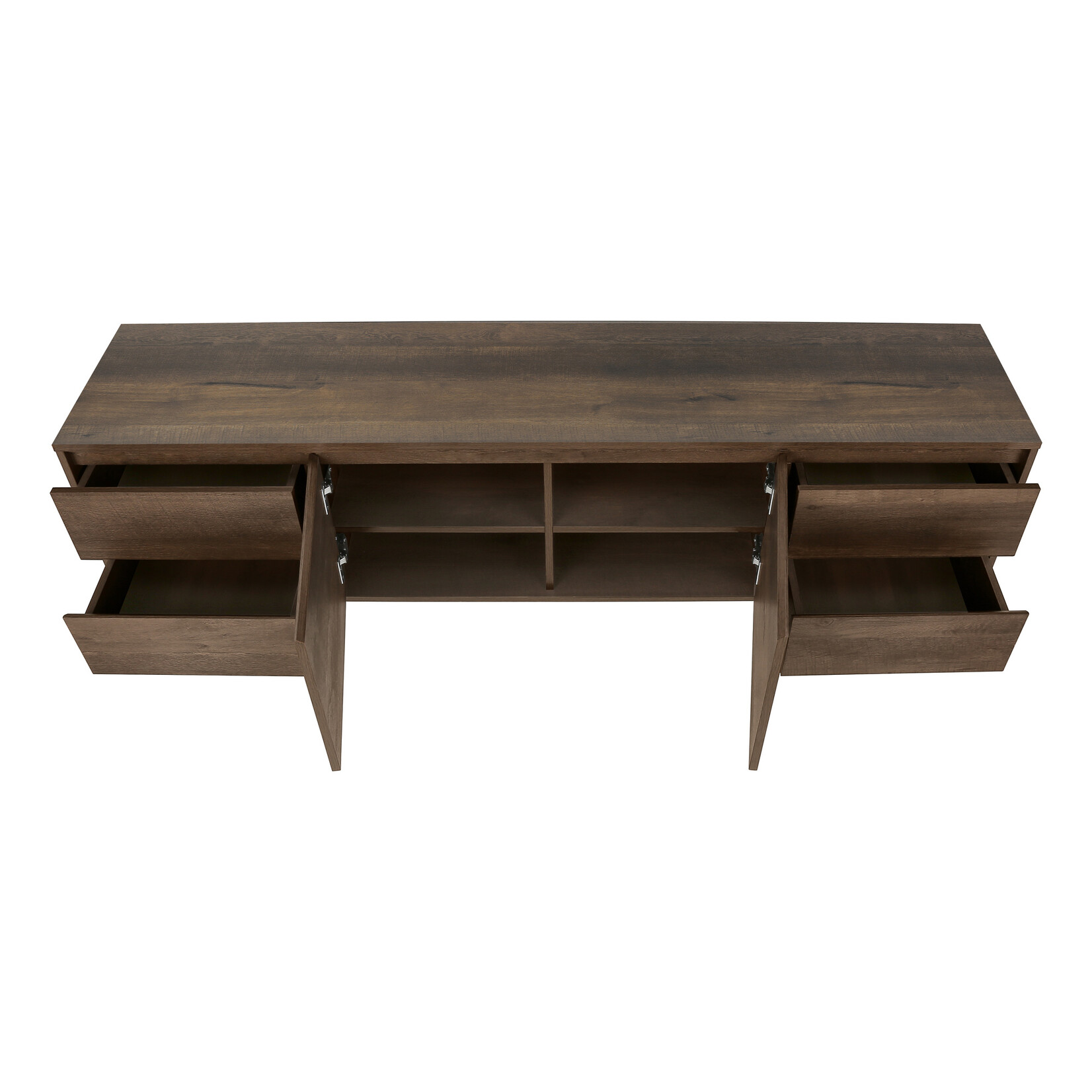 TV STAND - 72"L / DARK BROWN WOOD-LOOK WITH STORAGE