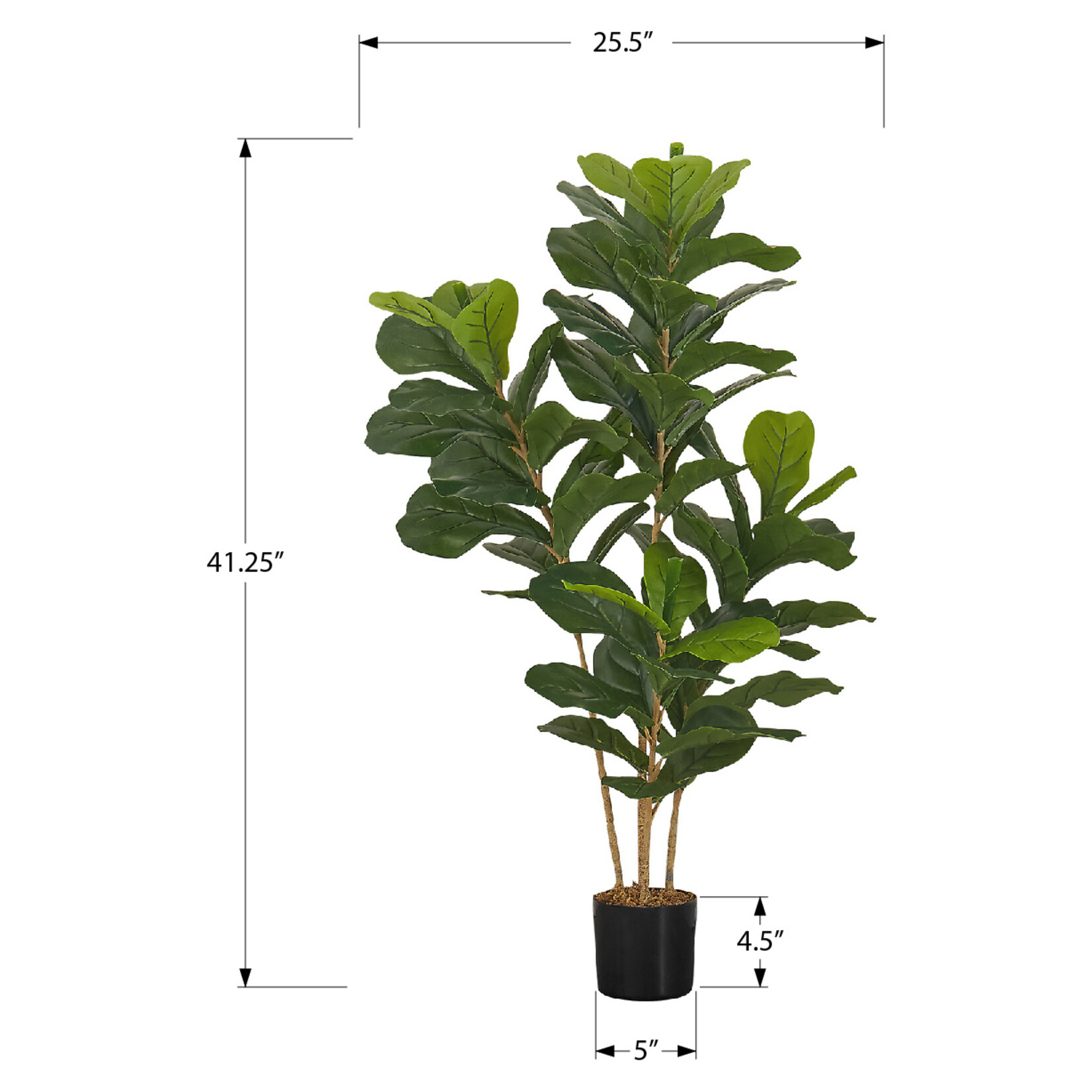 Indoor Fiddle Leaf Artificial Plant 41"H in a 5" Pot