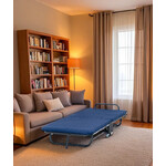 Folding Guest Bed, Adjustable Back & Rollaway, Blue