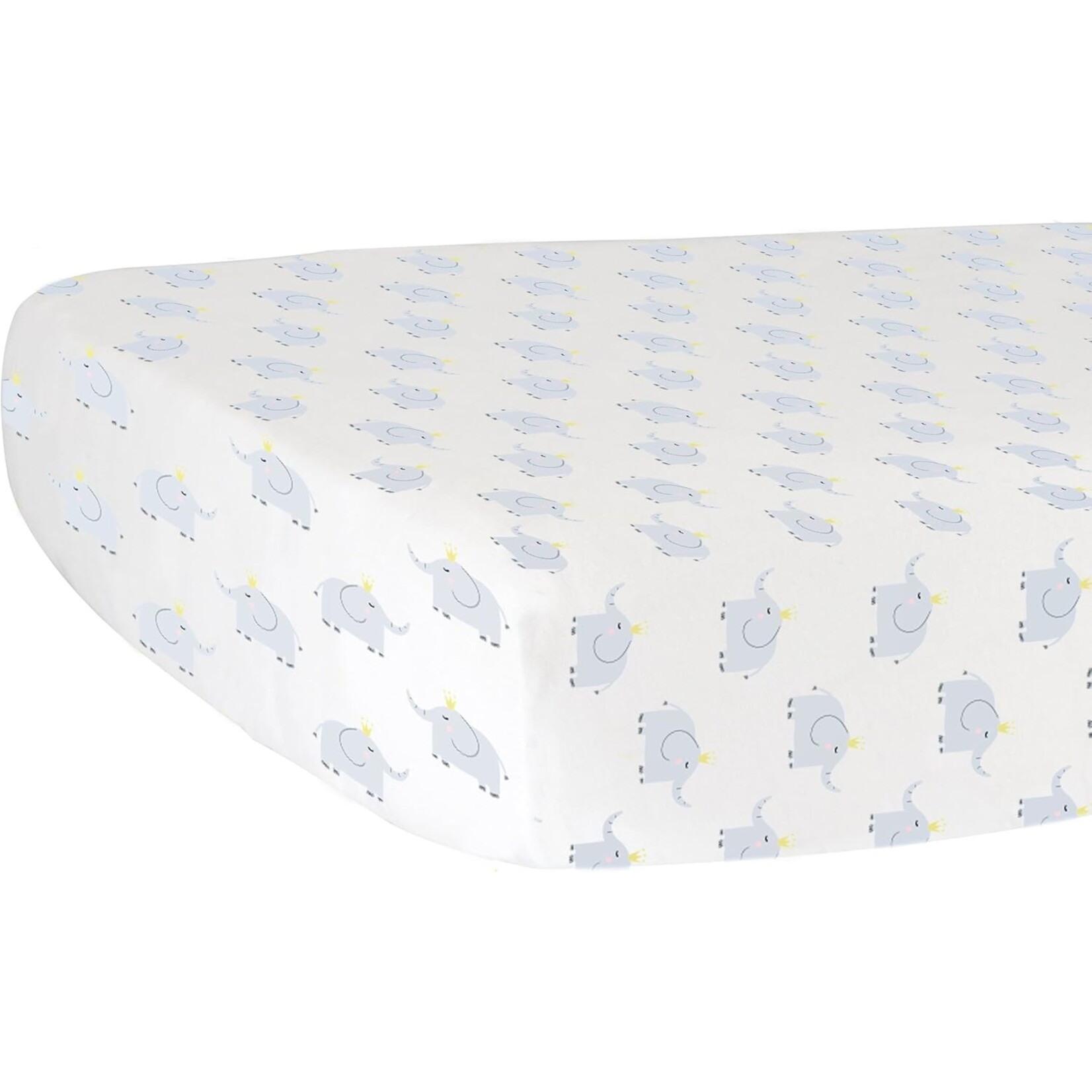 Hello Spud Fitted Cotton Crib Sheet,  Elephant