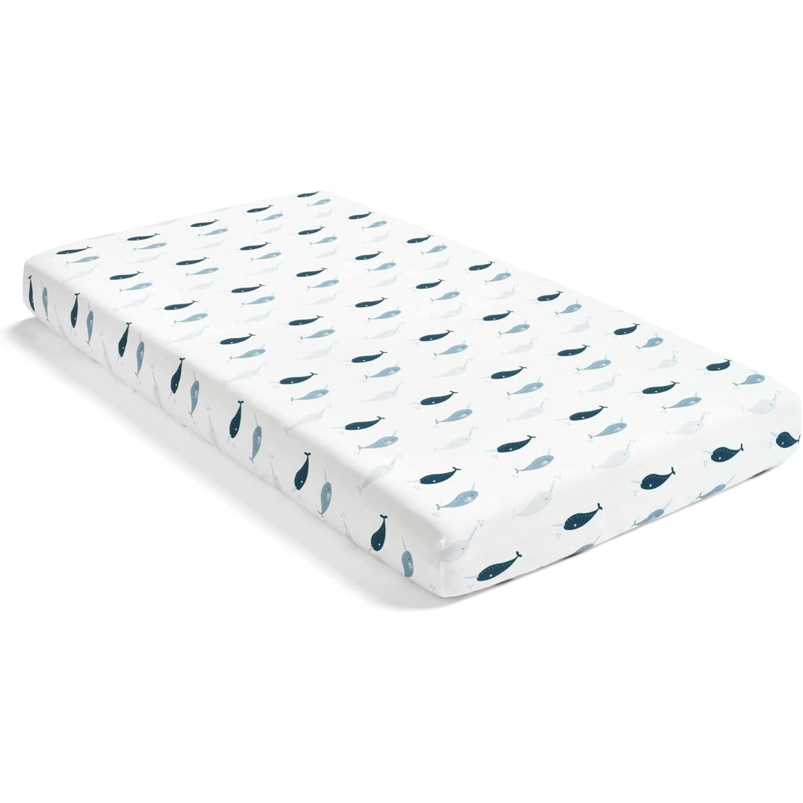 Hello Spud Fitted Cotton Crib Sheet,  Narwhal