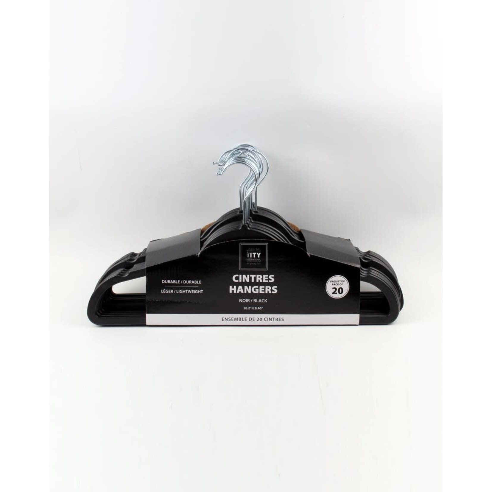 ITY INTERNATIONAL Cintres en Plastique Paquet de 20, Noir