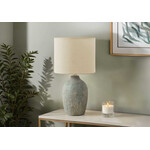 Table Lamp Green Ceramic/Beige Shade, 18"H