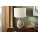 Luminaire Lampe de Table Resine Brun et Ivoir, 17po