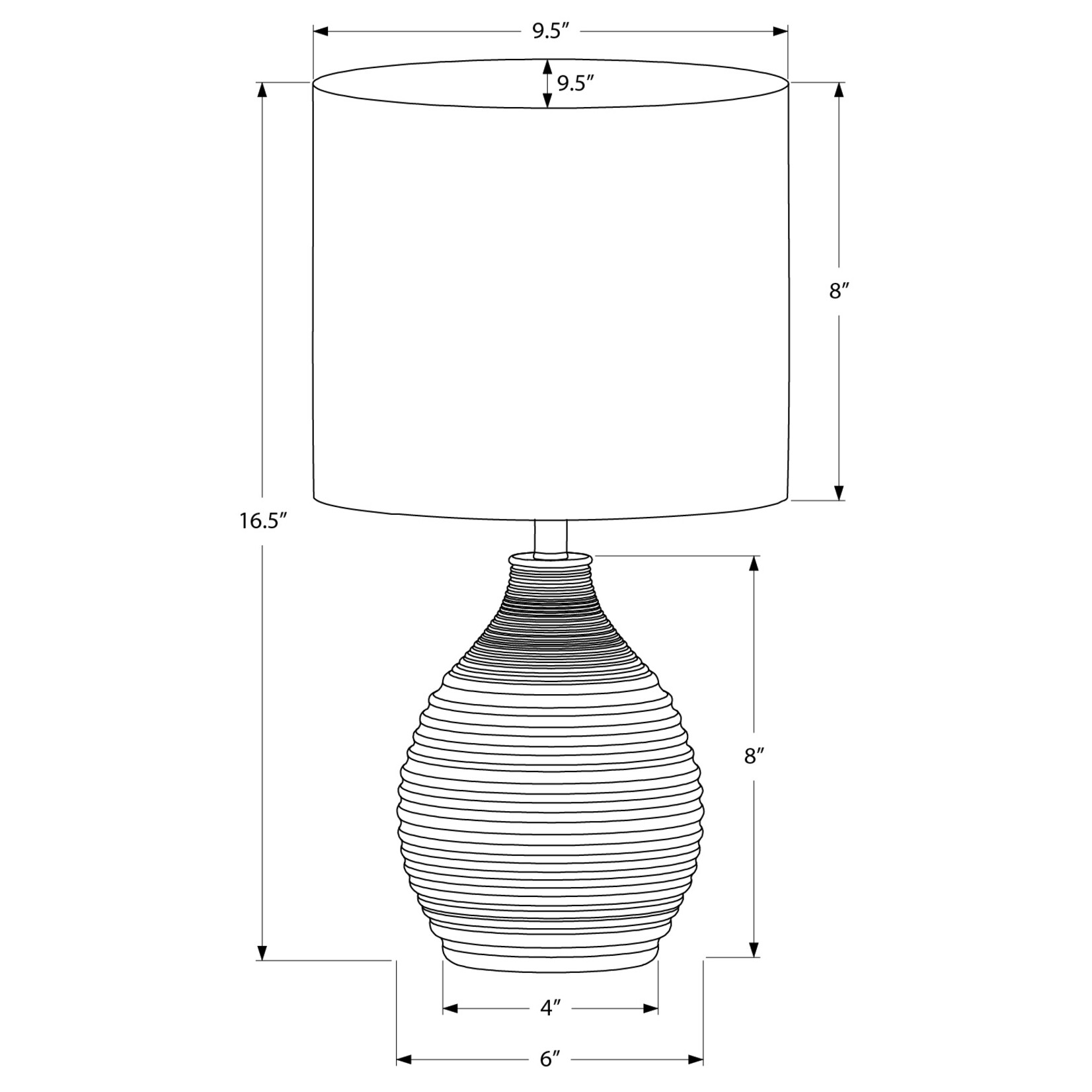 Luminaire Lampe de Table Resine Brun et Ivoir, 17po